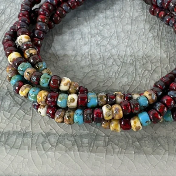 π° π π π π π° Multi Strand Picasso Seed Bead Leather Wrap Beaded Boho Bracelet - Picture 3 of 15